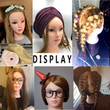 26-28'' Mannequin Head Synthetic Fiber Hair Styling Training Head Dolls for Cosmetology Manikin Maniquins Practice Head with Table Clamp Holder （27#）