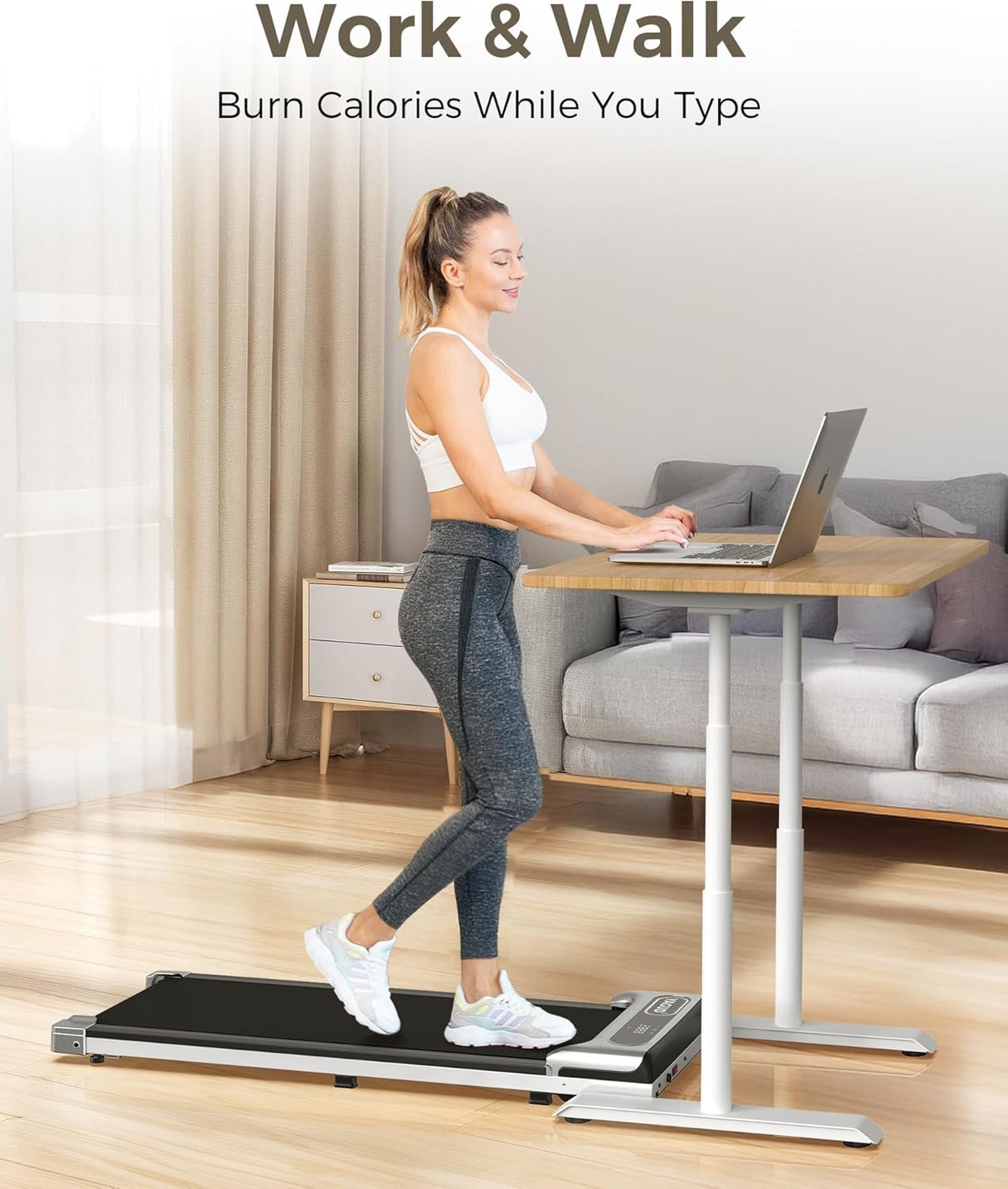 Walking Pad Treadmill, Under Desk Treadmill, 2.5HP Treadmills for Home with Remote Control & Led Display, Non-Slip, Compact Portable, Low Noise for Home/Office Fitness Exercise
