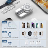 3 in 1 Foldable Wireless Charging Station for iPhone Magnetic Charger,Mag-Safe Travel Wireless Charger Stand Dock Compatible with iPhone 16/15/14/13&Air-Pods&Apple Watch with Night Light Stand(White)