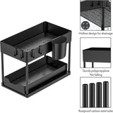 Puricon 1 Pack Under Sink Organizers and Storage Pull Out Sliding Drawer, 2 Tier Multi-Purpose Kitchen Under The Sink Organizer Under Bathroom Sink Shelf Storage Rack for Countertop Laundry -Black