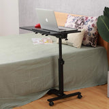 TigerDad Over Bedtable with Wheels Adjustable | Rolling Laptop Table Overbed Desk Hospital Tray Sofa Chair Side Table for Home Office (Black)