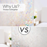 rabbitgoo Window Privacy Film, Rainbow Window Clings, 3D Decorative Window Vinyl, Stained Glass Window Decals, Static Cling Window Sticker Non-Adhesive, 44.5 x 200 cm