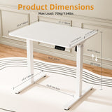 ERGOMAKER Electric Standing Desk 80x60cm (31"x23.6"), Height Adjustable Sit Stand Desk with Splice Board for Home Office, Computer Desk Memory Preset (White Frame + White Desktop)