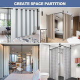 Room Divider No Drilling Curtain Rod Wall Divider for Room Separation, 122-305cm(H) 70-290cm(W) Adjustable, Heavy Duty Partition Space Separator Freestanding Tension Curtain Standr, Black