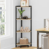 Hzuaneri Corner Shelf Stand, Corner Bookshelf, Storage Standing Shelf Unit with Metal Frame, Plant Stand, Corner Bookcase for Living Room, Home Office, Bedroom, Black CS06006B