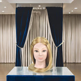26-28'' Mannequin Head Synthetic Fiber Hair Styling Training Head Dolls for Cosmetology Manikin Maniquins Practice Head with Table Clamp Holder （27#）