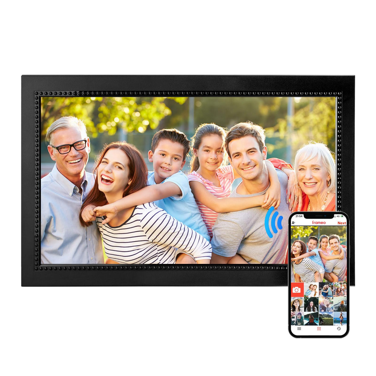 Frameo WiFi Digital Picture Frame 32GB Memory 10.1 Inch, 1280x800 HD IPS Touch Screen Photo Frame Electronic, Easy Setup, Share Photos or Videos Anywhere via Free Frameo APP