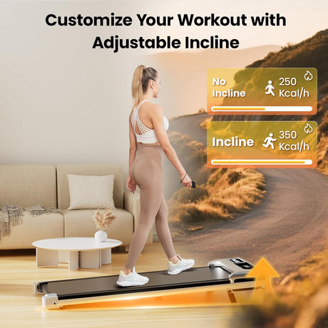 Yagud Walking Pad with Incline, Under Desk Treadmill, 2.5HP Treadmills for Home with Remote Control & Led Display, Non-Slip, Compact Portable, Low Noise for Workout Exercise