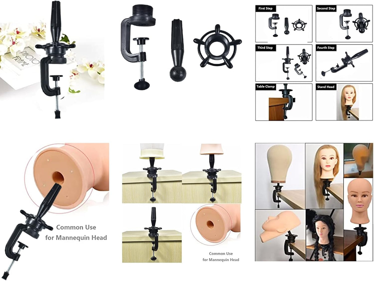 26-28'' Mannequin Head Synthetic Fiber Hair Styling Training Head Dolls for Cosmetology Manikin Maniquins Practice Head with Table Clamp Holder （27#）