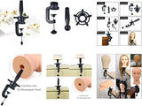 26-28'' Mannequin Head Synthetic Fiber Hair Styling Training Head Dolls for Cosmetology Manikin Maniquins Practice Head with Table Clamp Holder （27#）