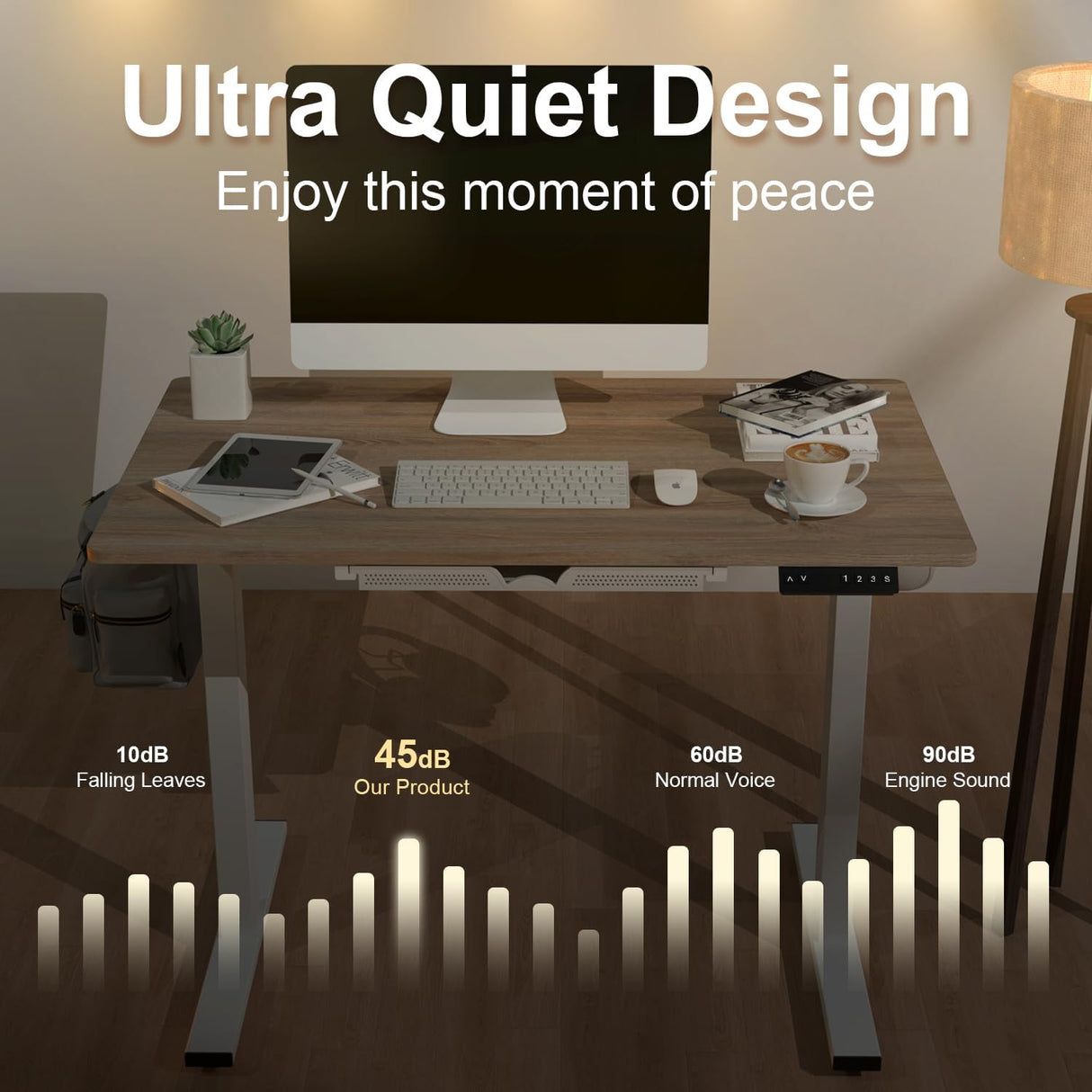 100 x 60cm Electric Standing Desk, Height Adjustable Stand Desk with Drawers,Sit Stand Computer Home Office Desk (Oak Top White Legs)