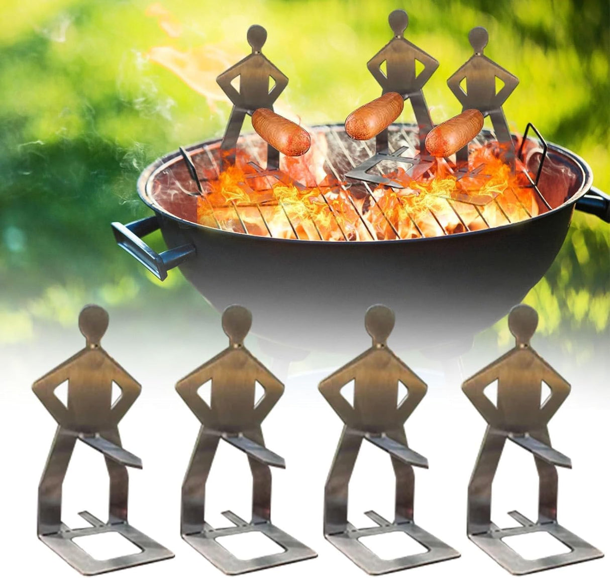 Sausage Man Sizzlin’ Sausage Rack Funny Sausage Rack BBQ Fork