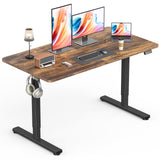 Standing Desk, Height Adjustable Electric Stand up Desk, 140x60CM Sit Stand Home Office Desk with Splice Board (Rustic Brown)