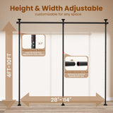 Bonpally Room Divider Curtain Rod, No Drilling Tension Rod for Room Separation, 4-10ft(H) 28-114inch(W) Adjustable Heavy Duty Floor to Ceiling Wall Divider Room Partition Privacy Separator, Black