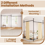 Bonpally Room Divider Curtain Rod, No Drilling Tension Rod for Room Separation, 4-10ft(H) 28-114inch(W) Adjustable Heavy Duty Floor to Ceiling Wall Divider Room Partition Privacy Separator, Black