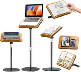 Ssumght 2 in 1 Dual-use Sheet Music Stand & Desktop Book Stand, Large Wooden Book Holder, Height Adjustable from 80-130cm,with Page Paper Clip for Cookbooks, Sheet Music, etc.