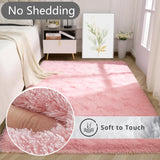 Large Area Rugs for Living Room, Ultra Soft Indoor Modern Fluffy Bedroom Carpets, Washable Furry Throw Rugs Area Carpets for Children Bedroom Home Decor Nursery Rug (Pink, 80 x 160 CM)
