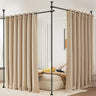 Room Divider No Drilling Curtain Rod Wall Divider for Room Separation, 122-305cm(H) 70-290cm(W) Adjustable, Heavy Duty Partition Space Separator Freestanding Tension Curtain Standr, Black