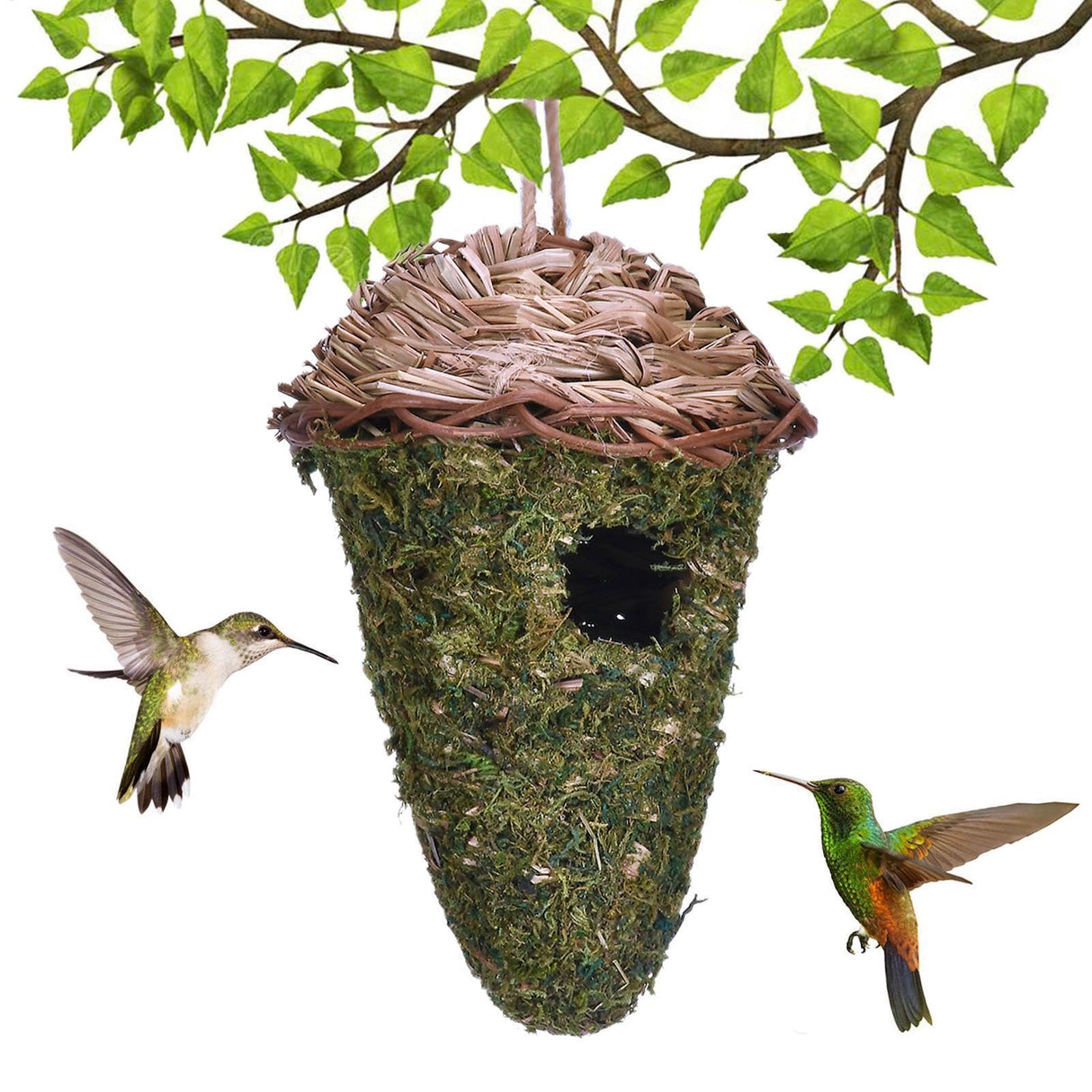 Natural Hummingbird Nest, Grass Bird House, Breathable Handwoven Protection, Hummingbird Sleeping Bags, Dangling Bird Houses for Branches, Tree