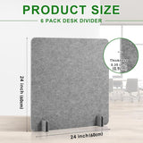 Zeyfon 6Pcs Acoustic Desk Divider Desk Partition 60cm x 60cm Stand Up Freestanding Desk Privacy Panel Noise and Visual Distractions Reducing Table Divider for Student Reception Area Office,Light Grey