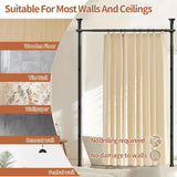 Dsocool Room Divider Curtain Rod, No Drilling Room Separator for Space Partition Adjustable 122-305cm(H) 70-177cm(W) Heavy Duty Temporary Wall Divider Floor to Ceiling Tension Rod, Black