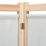 3-Panel Room Divider in Cream - Freestanding Fabric and Fir Wood Frame Partition with Extra Storage Bags - 120x170x4cm