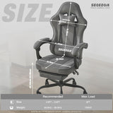 segedom Gaming Chair Technology Fabric Computer Chair with Pocket Spring Cushion, Comfortable Ergonomic Gamer Chair for Adults, Massage Game Chair with Footrest,Reclining Chair, Home,Office,Teens,Grey