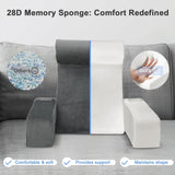 Reading Pillow,Back Pillow for Bed Sitting Up,Backrest Support Pillow with Arm and Large Pockets,Bed Chair for Reading,Gaming,Relaxing,Working or Watching TV in Bed&Floor