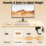 ERGOMAKER Electric Standing Desk 80x60cm (31"x23.6"), Height Adjustable Sit Stand Desk with Splice Board for Home Office, Computer Desk Memory Preset (White Frame + Golden Oak Desktop)