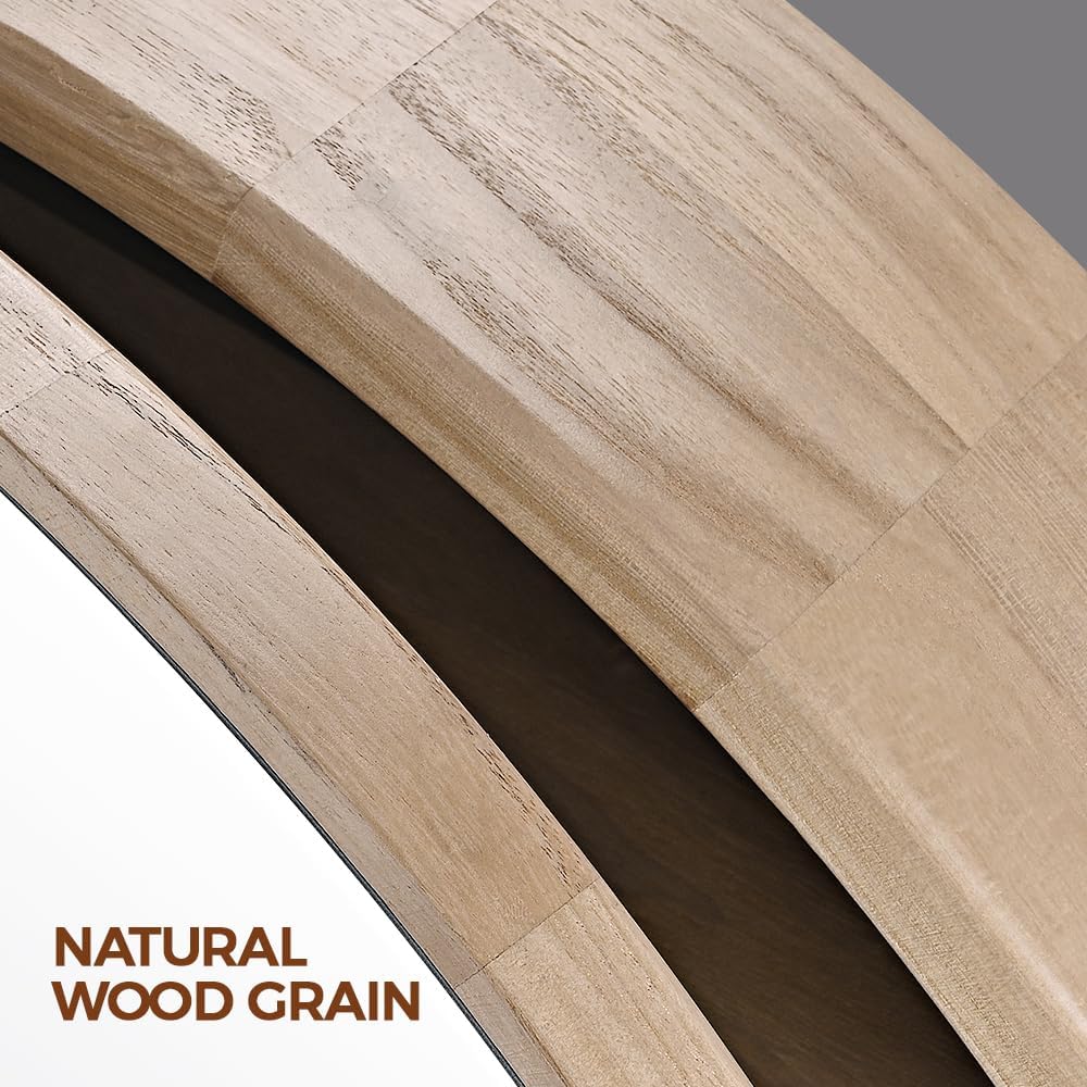 Simplus Round 600MM Bathroom Mirror Cabinet with Glass Door Shower Shaving Cupboard Wall Mounted Medicine Vanity Storage Shelves (Oak)