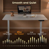 Yodolla Electric Standing Desk, 120x60cm Height Adjustable Sit Stand Desk with Memory Function, Ergonomic Computer Desk for Home Office, Gaming Desk, Study Table with Hooks, White Frame Desktop