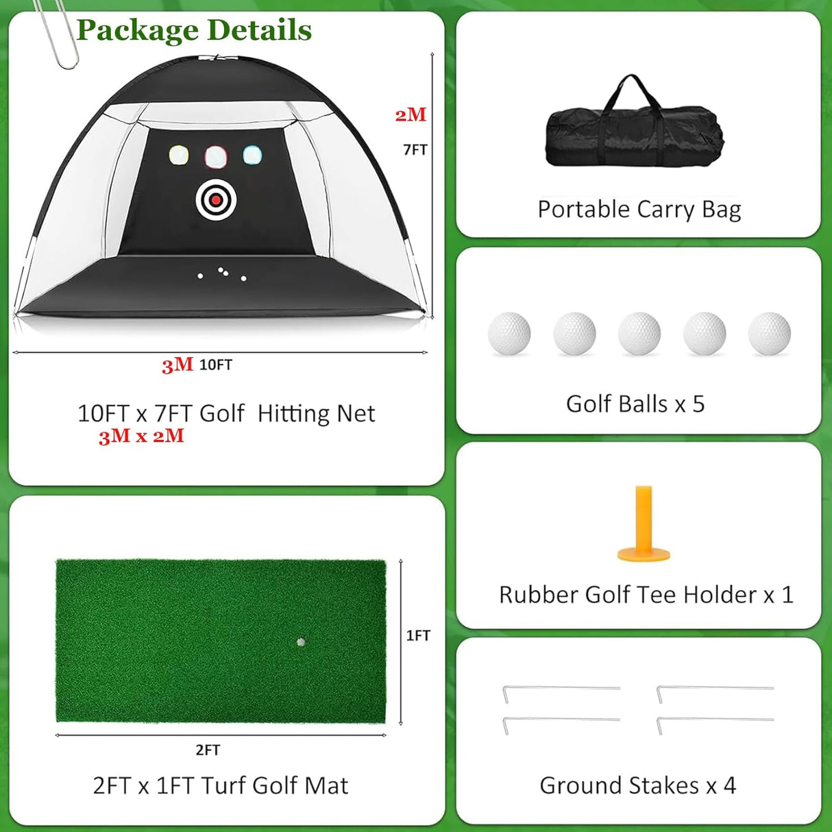300 * 210 * 180Cm Golf Practice Net, Golf Training Net for Backyard Chipping Driving, Garage, Outdoor/Indoor