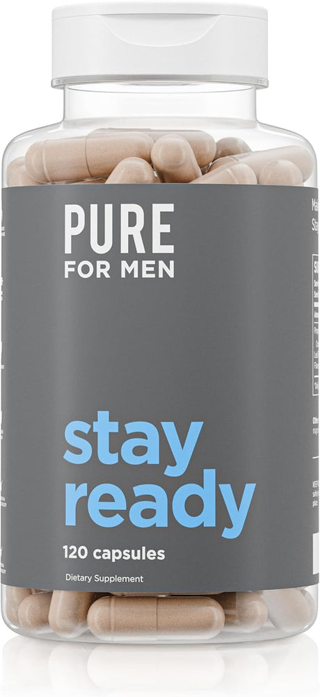 Pure for Men Original Cleanliness Stay Ready Fiber Supplement, 120 Vegan Capsules, Helps Promote Digestive Regularity. Psyllium Husk, Chia Seeds, Oat Fibre, Proprietary Formula