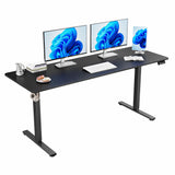 ERGOMAKER Electric Standing Desk 80x60cm (31"x23.6"), Height Adjustable Sit Stand Desk with Splice Board for Home Office, Computer Desk Memory Preset (White Frame + White Desktop)
