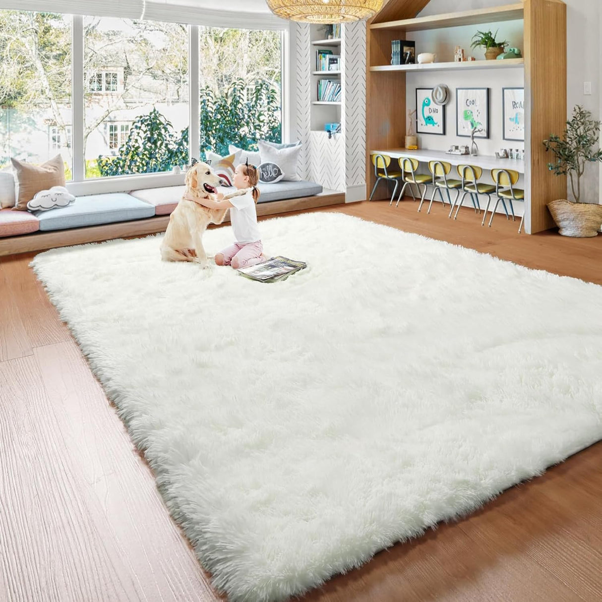 Large Area Rugs for Living Room, Ultra Soft Indoor Modern Fluffy Bedroom Carpets, Washable Furry Throw Rugs Area Carpets for Children Bedroom Home Decor Nursery Rug (Pink, 80 x 160 CM)