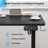 MOUNTUP Electric Standing Desk 120x60cm (48x24) Height Adjustable, Sit Stand Desk with Memory Controller, Ergonomic Stand Up Desk for Home Office with Splice Board, Black