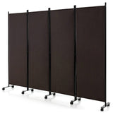 Giantex 4-Panel Folding Room Divider, 1.73m Rolling Privacy Screen with Lockable Wheels, Portable Wall Divider and Separator, Freestanding Privacy Protection for Living Room, Bedroom, Office (Black)