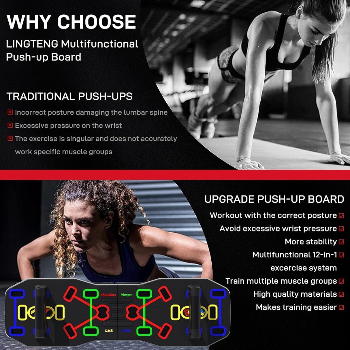 AERLANG Push Up Board, Portable Multi-Function Foldable 10 in 1 Push Up Bar, Push up Handles for Floor,Professional Push Up Strength Training Equipment