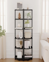 Hzuaneri Corner Shelf Stand, Corner Bookshelf, Storage Standing Shelf Unit with Metal Frame, Plant Stand, Corner Bookcase for Living Room, Home Office, Bedroom, Black CS06006B