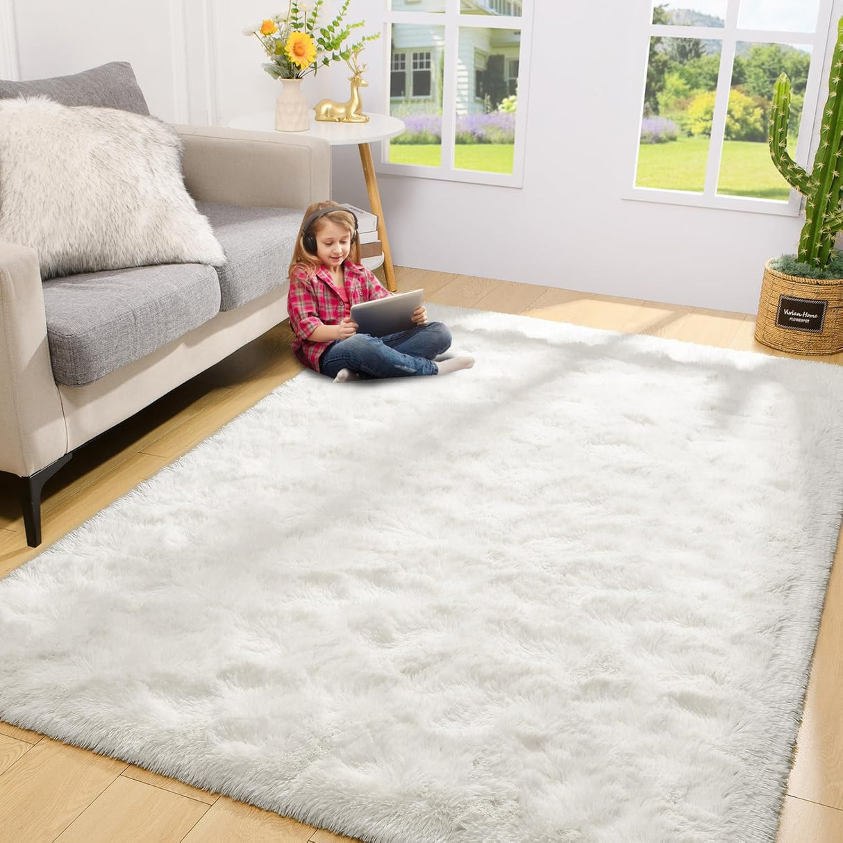 Large Area Rugs for Living Room, Ultra Soft Indoor Modern Fluffy Bedroom Carpets, Washable Furry Throw Rugs Area Carpets for Children Bedroom Home Decor Nursery Rug (Pink, 80 x 160 CM)