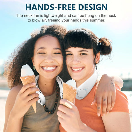 Neck Fan, Portable Hanging Neck Fan, Bladeless Mini Neck Fan with 360° Airflow, 3-Speed Hands-Free Personal Fan Rechargeable Wearable Fan Cooling Quiet for Home Office Travel Sports Outdoor