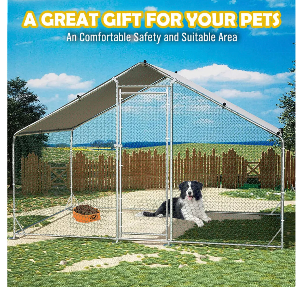 Large Outdoor Dog Kennel Pet Dog Cat Playpen Backyard Dog House Enclosure