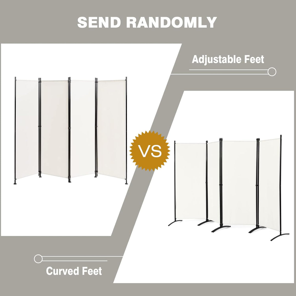 4-Panel Room Divider Folding Privacy Screen Home Office 224 x 171cm Black