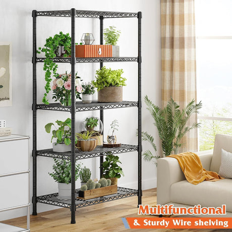 Shelving Unit Metal Shelving Unit Storage Shelves Loads Shelving Units for Storage Adjusting Wire Shelving Unit Heavy Duty Storage Rack Metal Shelf Unit, 5-Tier