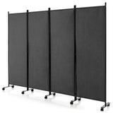 Giantex 4-Panel Folding Room Divider, 1.73m Rolling Privacy Screen with Lockable Wheels, Portable Wall Divider and Separator, Freestanding Privacy Protection for Living Room, Bedroom, Office (Black)