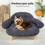 PaWz Pet Sofa Dog Cat Elevated Raised Couch Bed, Durable Soft Couch Chair Kitten Lounge Sofa Bed with Removable Cushion Seat Washable Cover, Luxury Plush Sofa Stool Bed for Dogs Cats with Wooden Frame