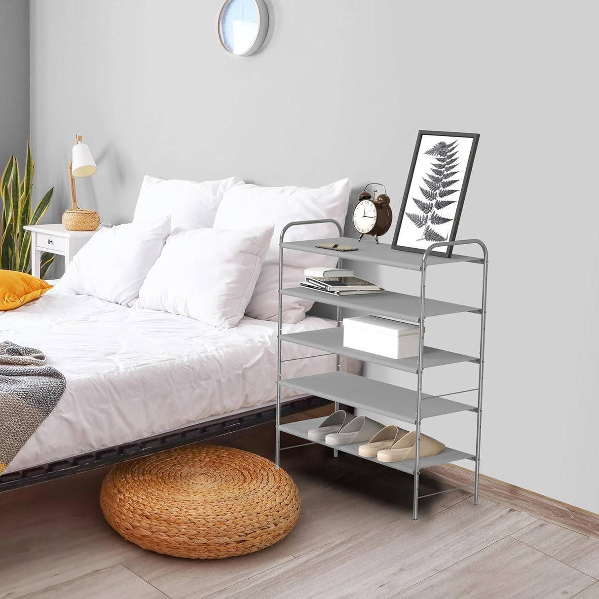 Simple Houseware 5-Tier Shoe Rack Storage Organiser, Grey