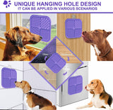 Lesipee Licking Mat for Dogs & Cats 2 Pack, Slow Feeder Lick Pat, Anxiety Relief Dog Toys Feeding Mat for Butter Yogurt Peanut, Pets Supplies Bathing Grooming Training Calming Mat (Cyan&Purple)