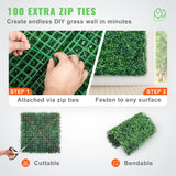 VEVOR 12PCS 10x10 inch Artificial Boxwood Panels, Boxwood Hedge Wall Mat,Artificial Grass Backdrop Wall, Privacy Hedge Screen UV Protected for Outdoor Indoor Garden Fence Backyard