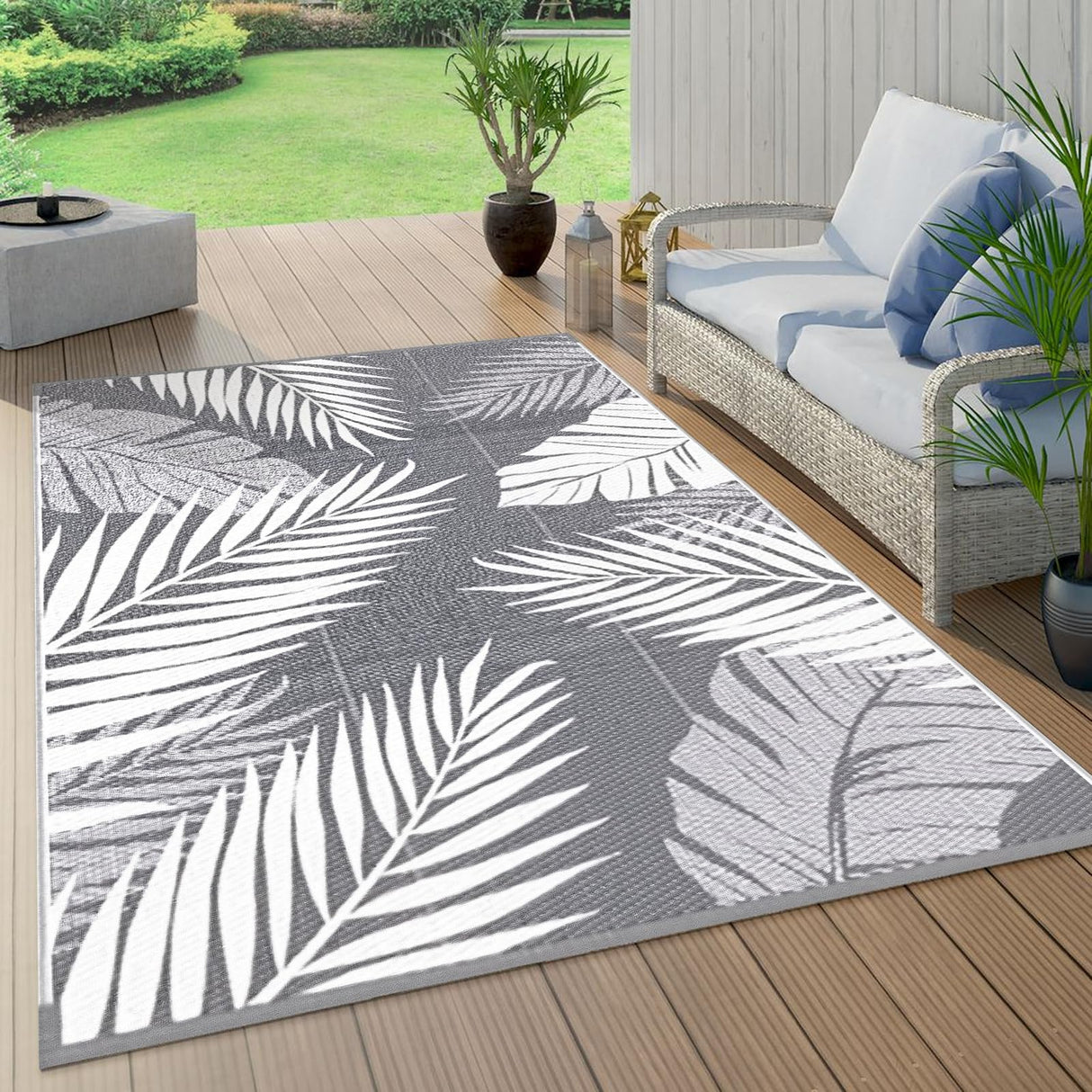 DAWNTREES Large Waterproof Outdoor Rug for Patio, 152×244cm Reversible Mat – Plastic Camping Rug for RV, Porch, Deck, Camper, Balcony (Bohemia, 152×244cm)